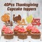 40-Pack Friendsgiving & Thanksgiving Cupcake Toppers – “Give Thanks” Fall-Themed Decorations with 8 Designs for Cupcakes, Cakes & Party Displays